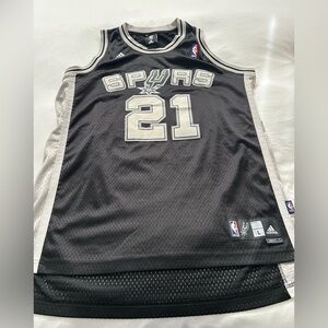 Adidas San Antonio Vintage Spurs Tim Duncan Black Gray Jersey Classic length +2